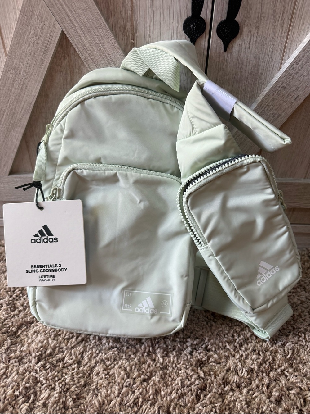 Adidas Essentials 2 Sling Crossbody Bag in Light Sage/Mint Green (NWT)